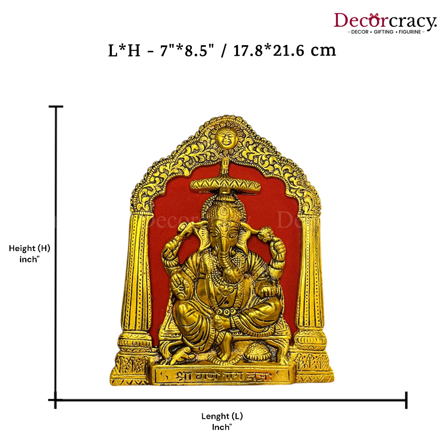 Shree Ganesh Frame Wall Hanging Metal golden