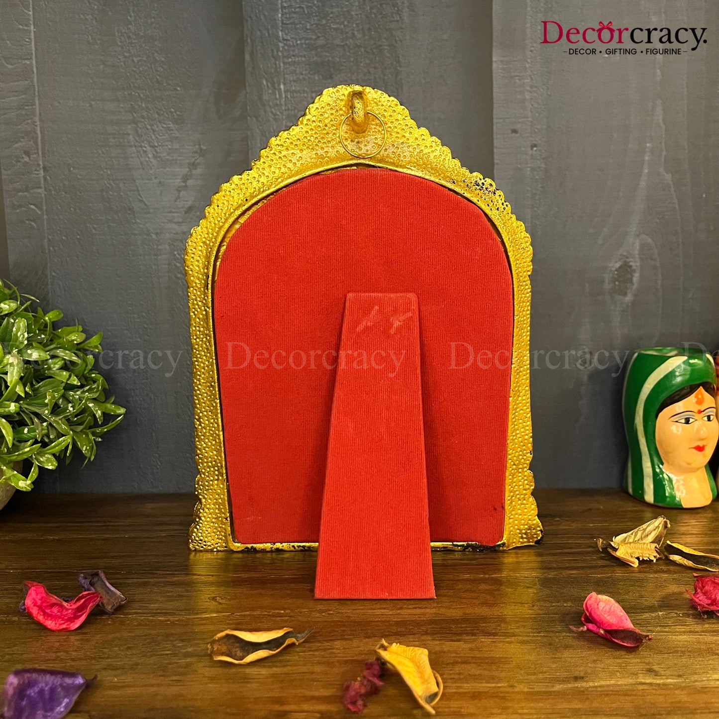 Shree Ganesh Frame Wall Hanging Metal golden