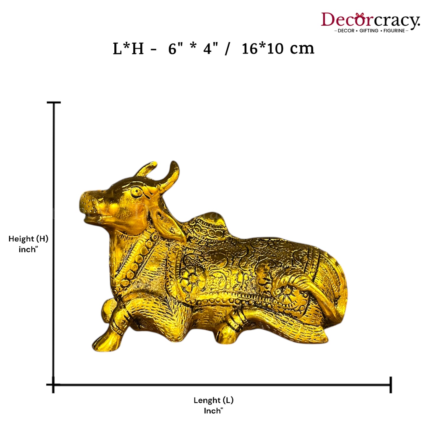 Nandi Cow Sitting Metal golden