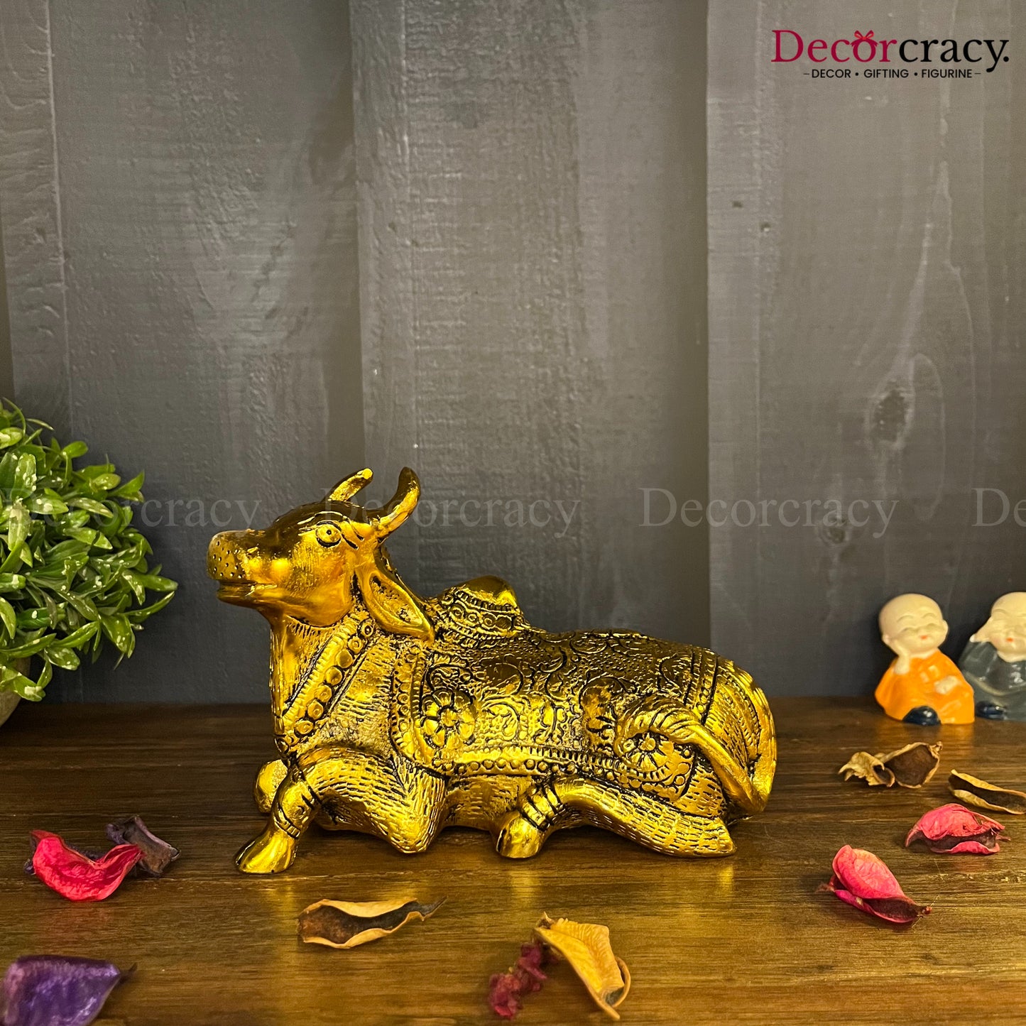 Nandi Cow Sitting Metal golden