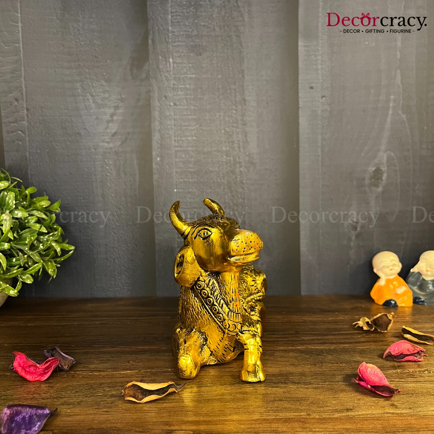 Nandi Cow Sitting Metal golden