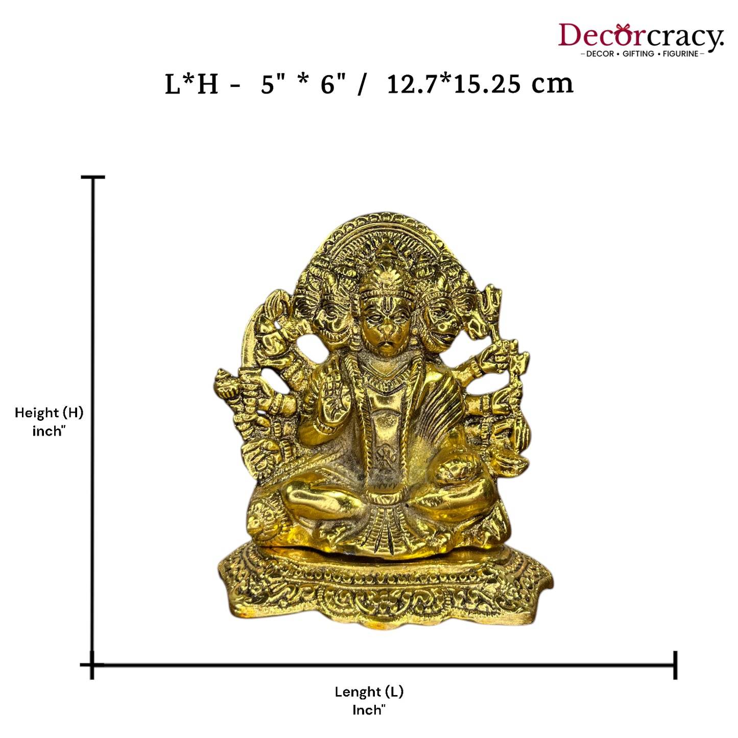 Panch Mukhi Hanuman Ji Pavti Metal golden
