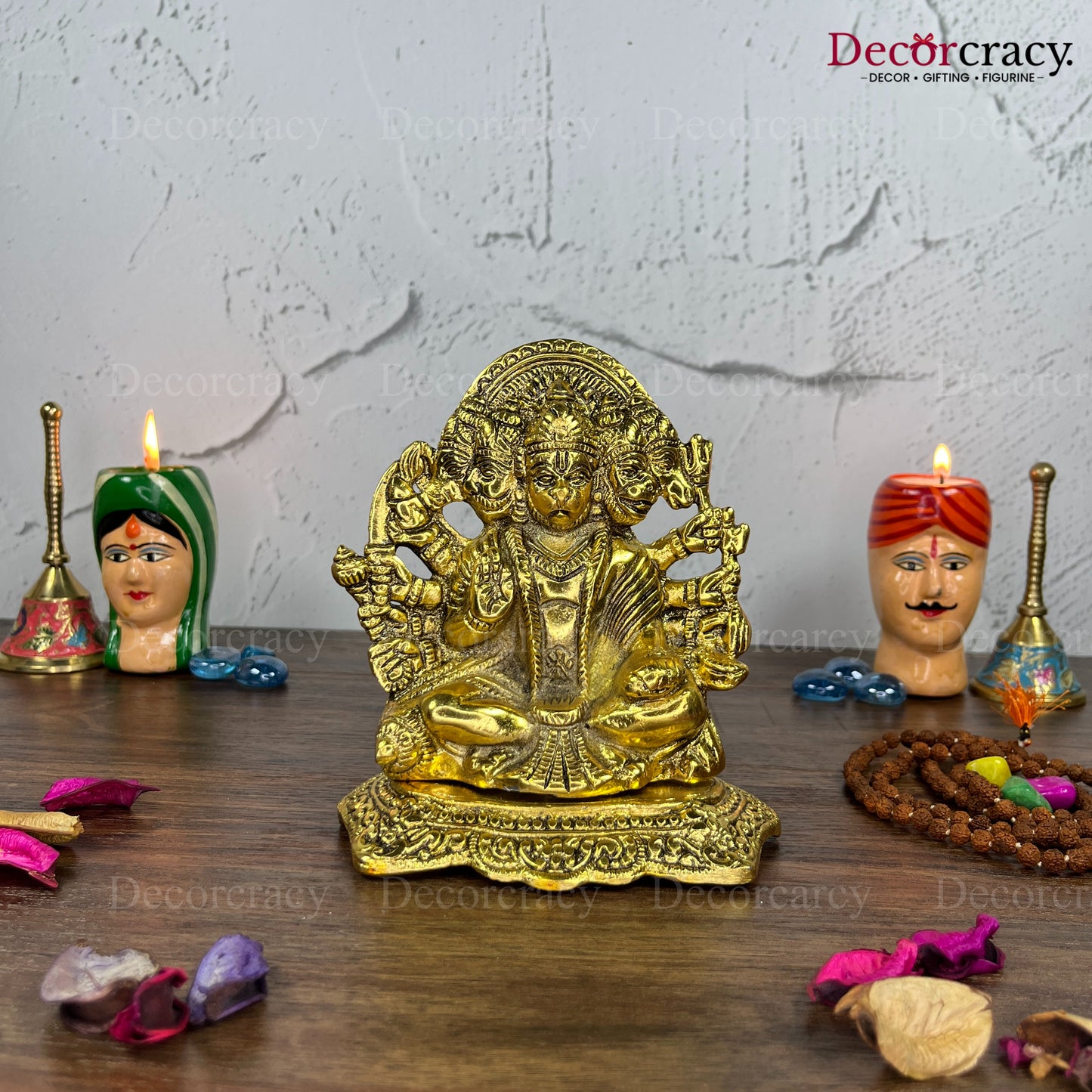 Panch Mukhi Hanuman Ji Pavti Metal golden