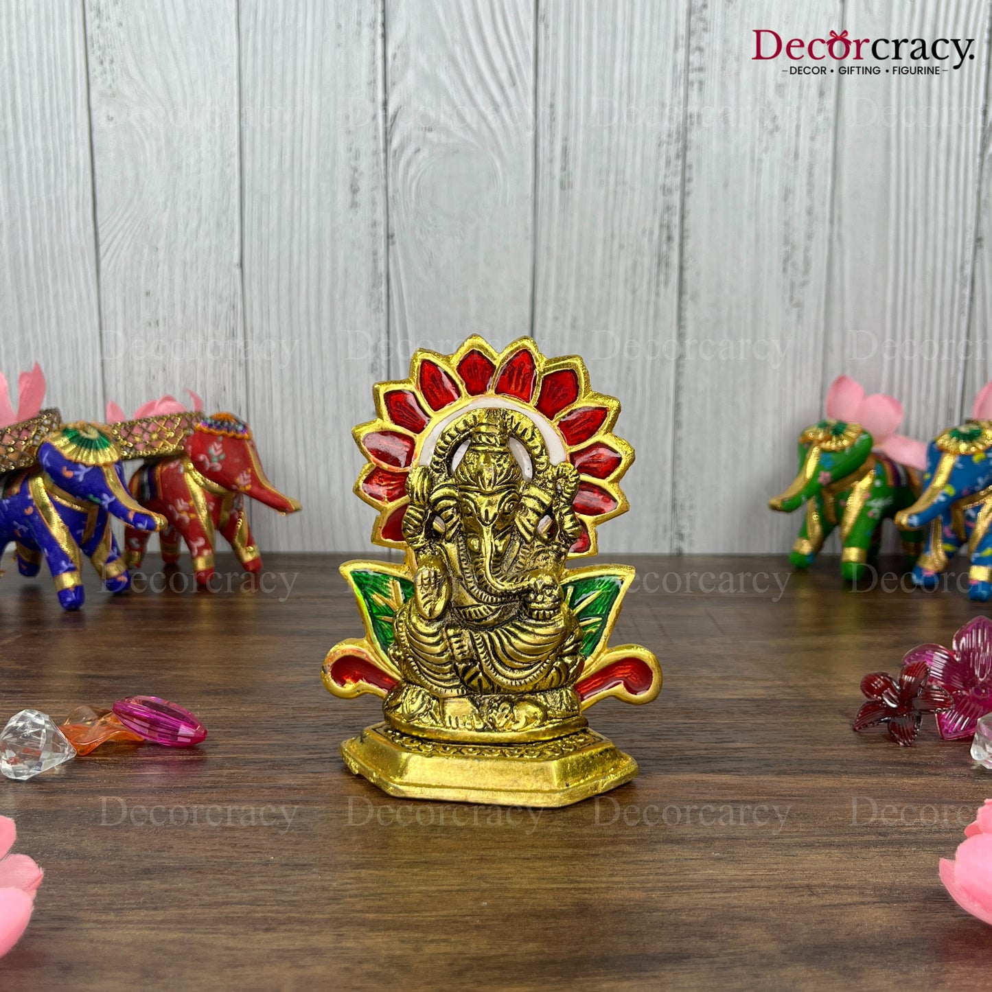 Shree Ganesh Flower Metal golden