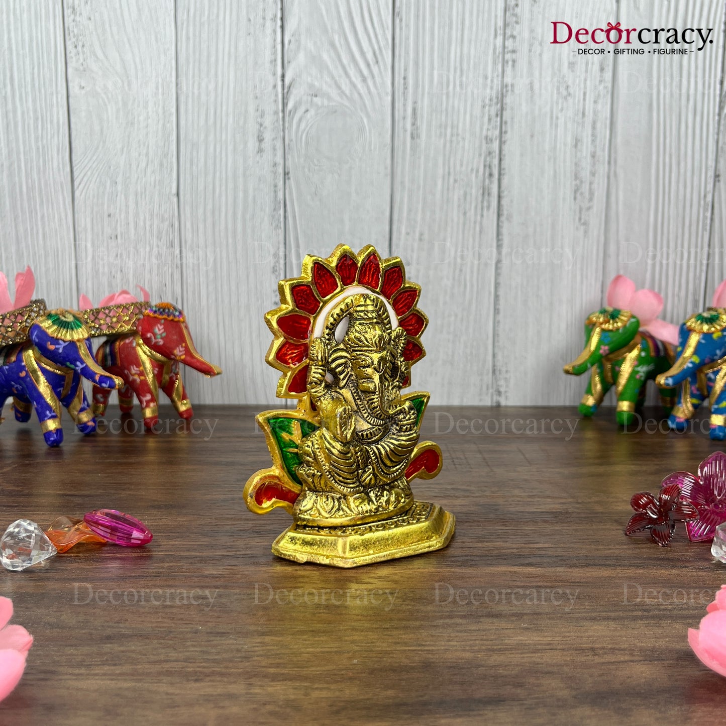 Shree Ganesh Flower Metal golden