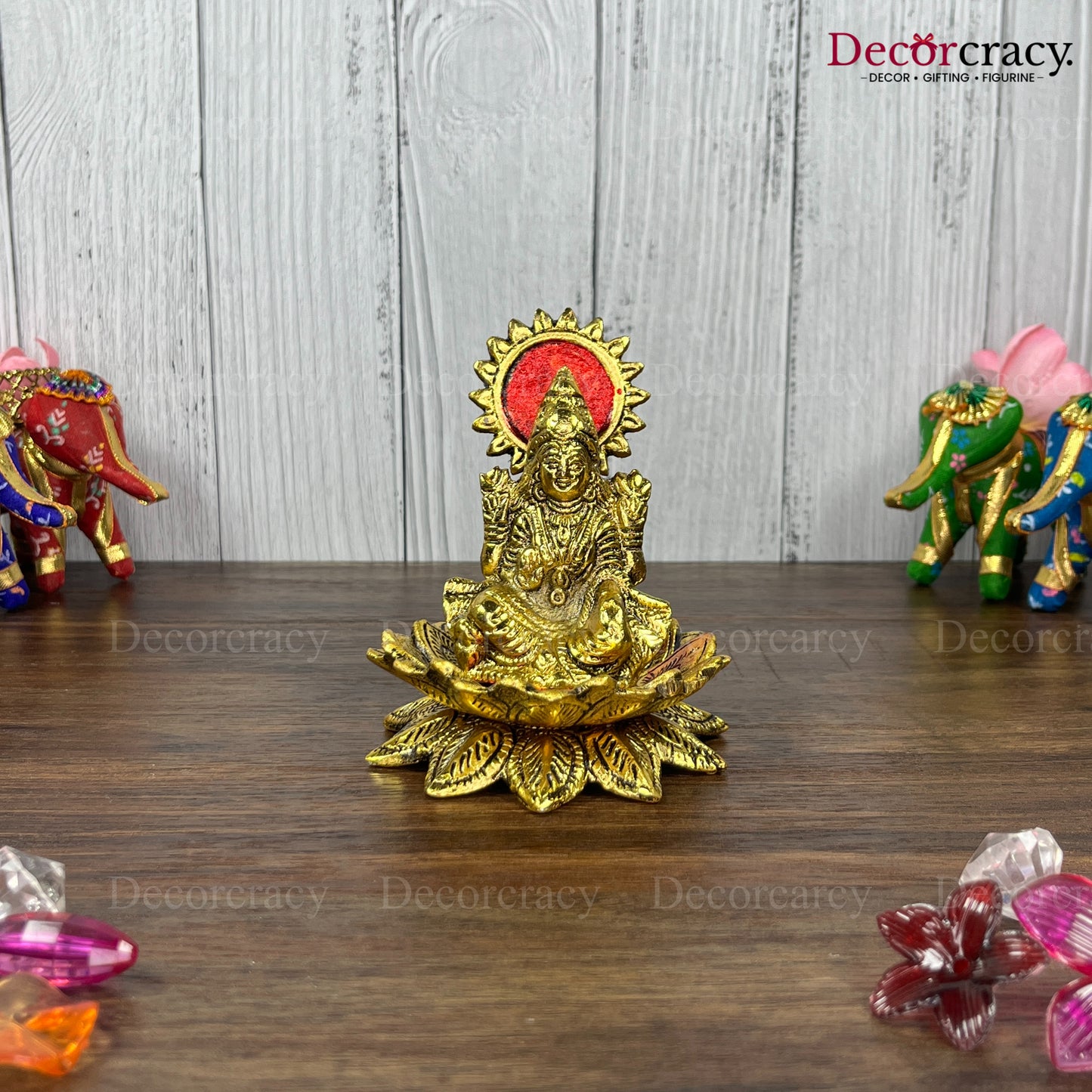Shree Lakshmi Lotus Metal golden