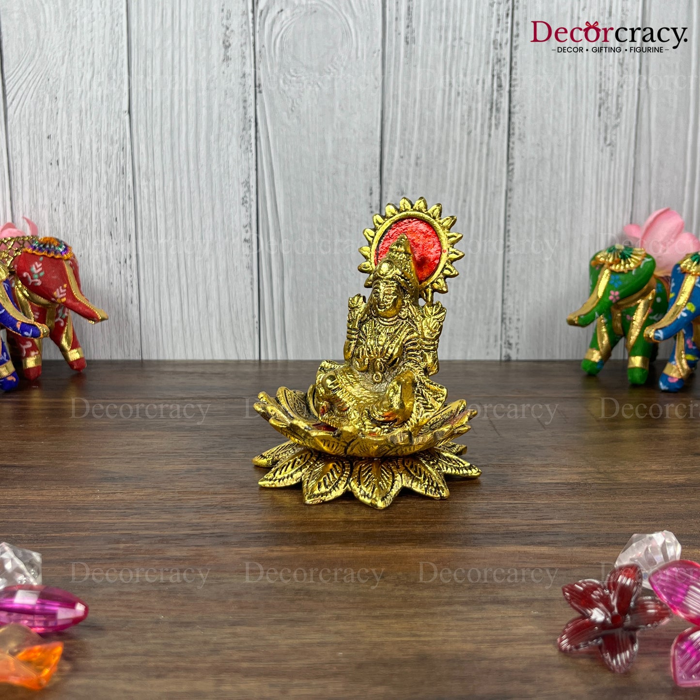 Shree Lakshmi Lotus Metal golden