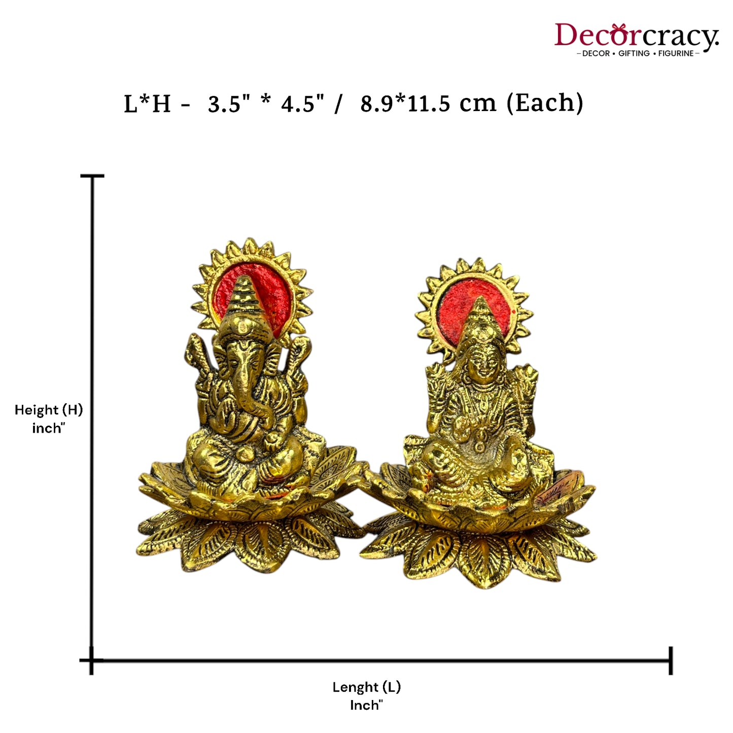 Shree Lakshmi Ganesh Lotus Metal golden
