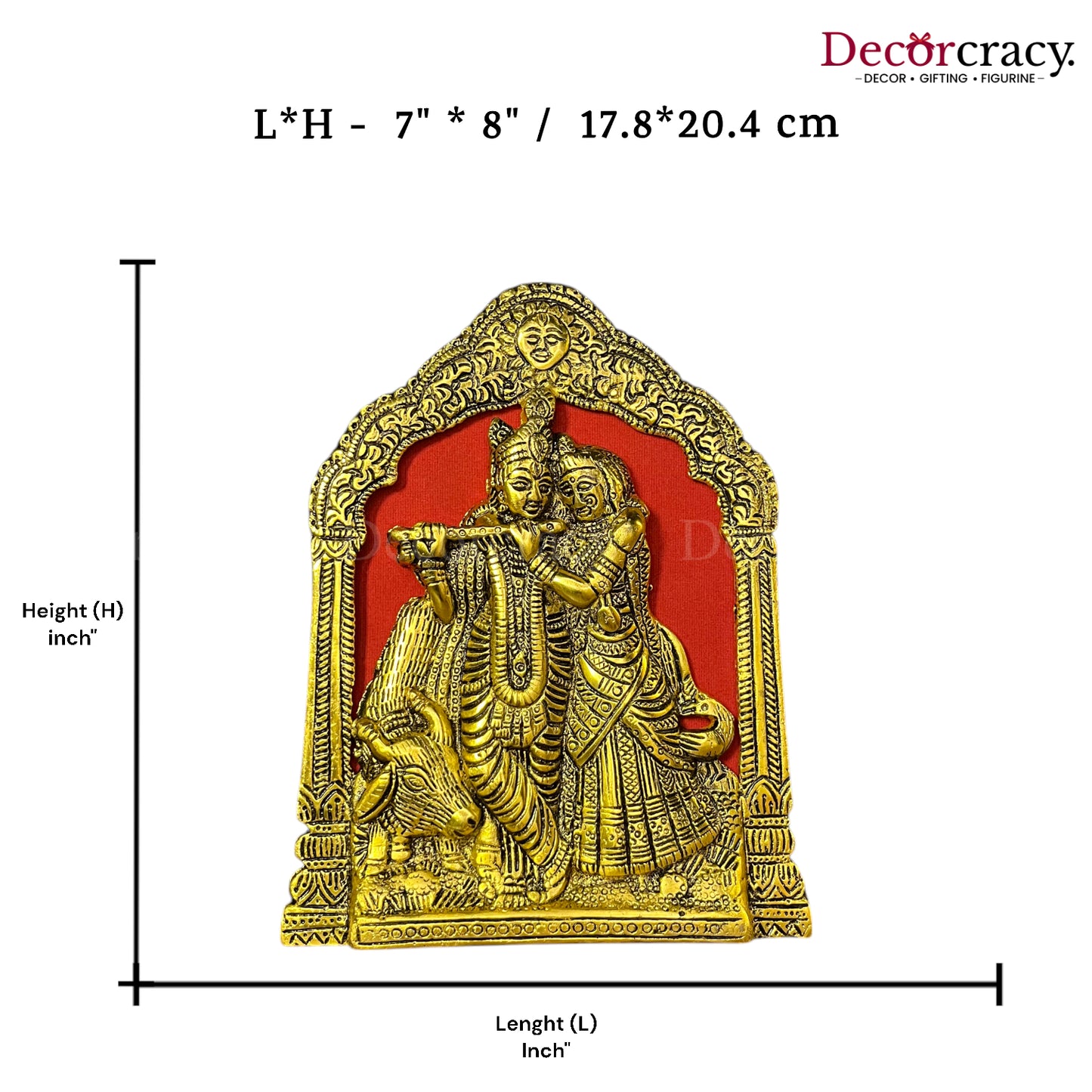 Shree Radha Krishna Frame Wall Hanging Metal golden