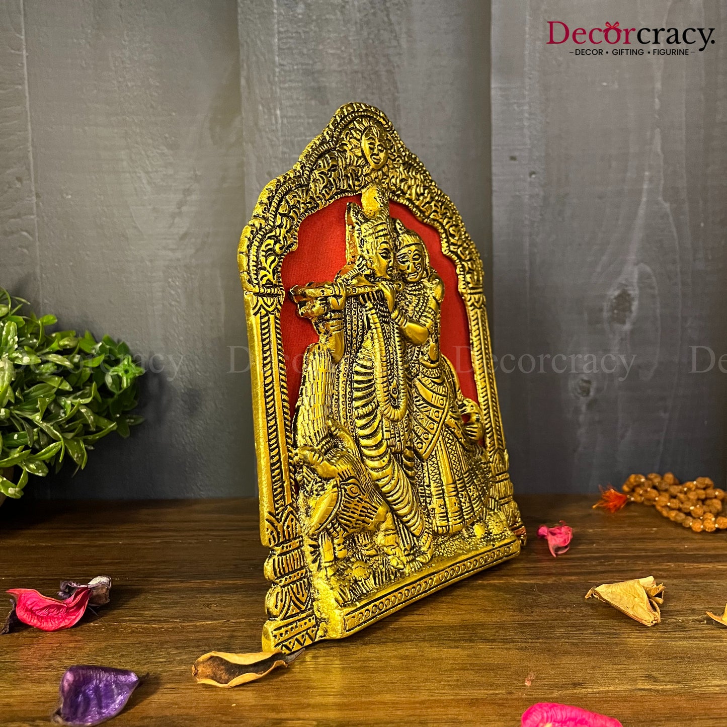 Shree Radha Krishna Frame Wall Hanging Metal golden