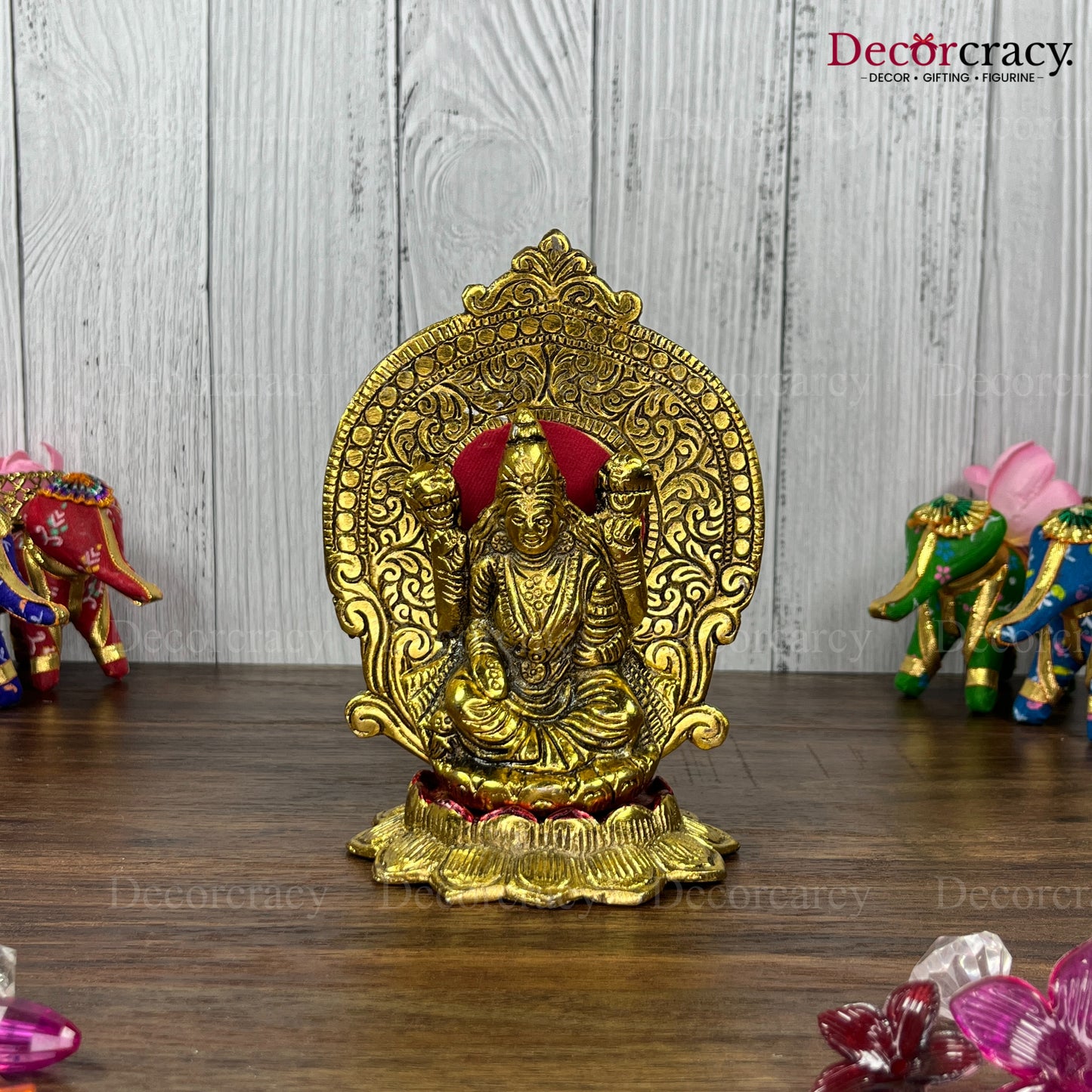 Shree Lakshmi Lotus Metal golden