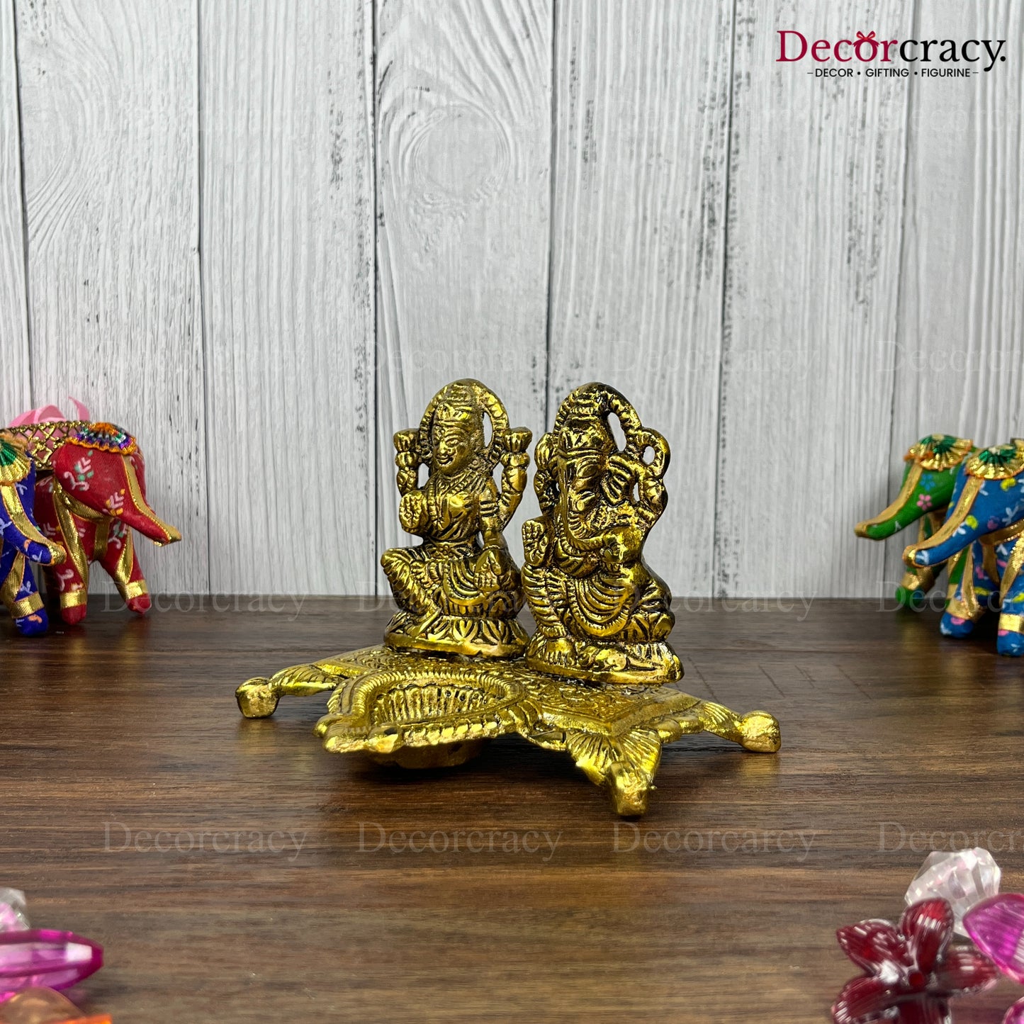 Shree Lakshmi Ganesh Deepak Metal golden