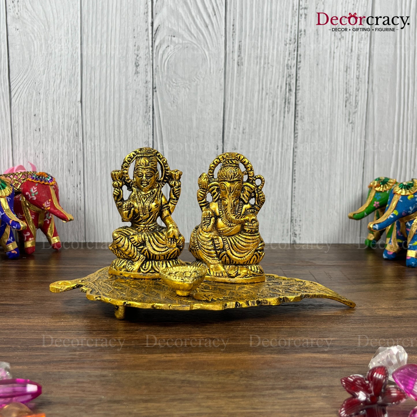 Shree Lakshmi Ganesh Patta Deepak Metal golden