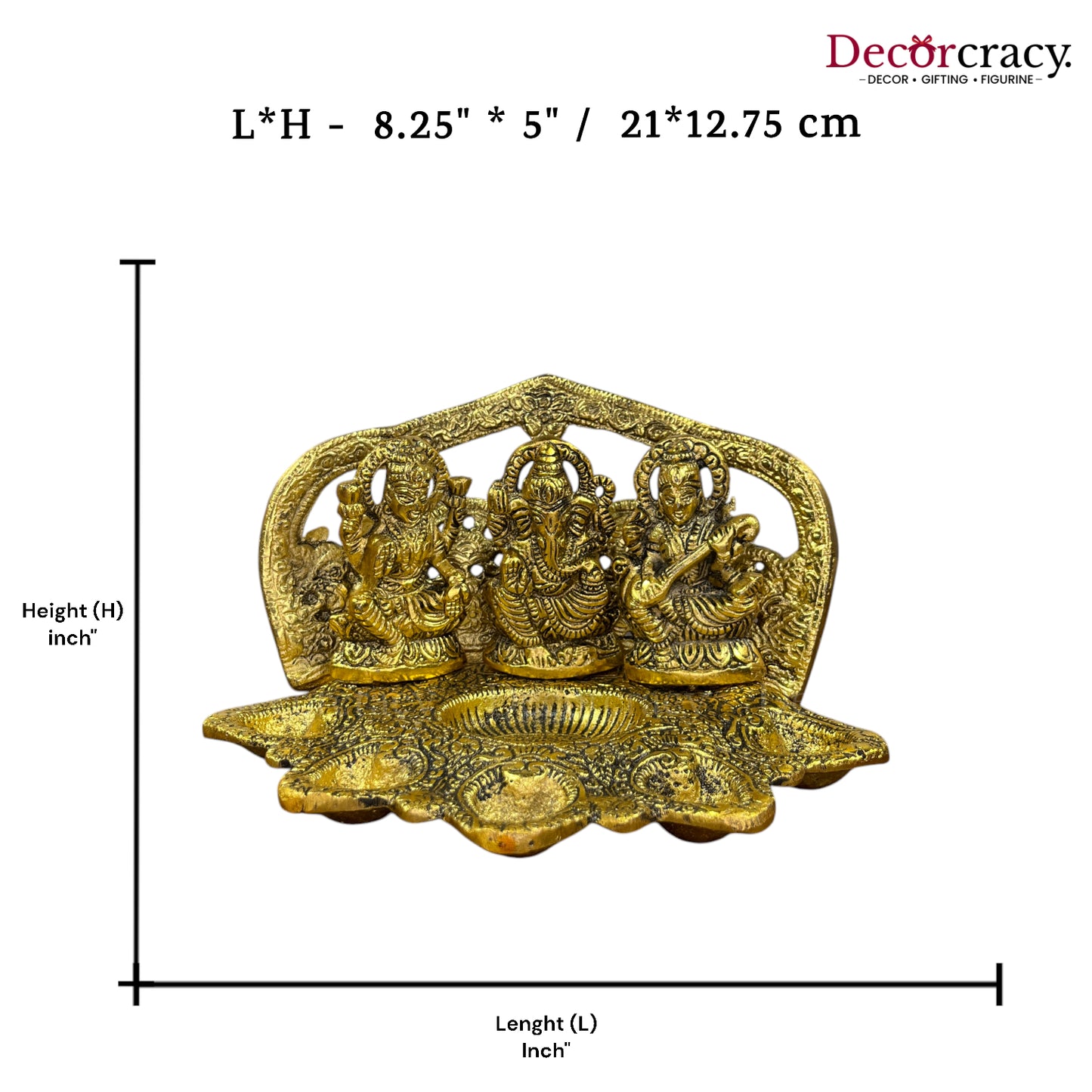 Shree Lakshmi Ganesh Saraswati 6 Deepak Mehraab Metal golden