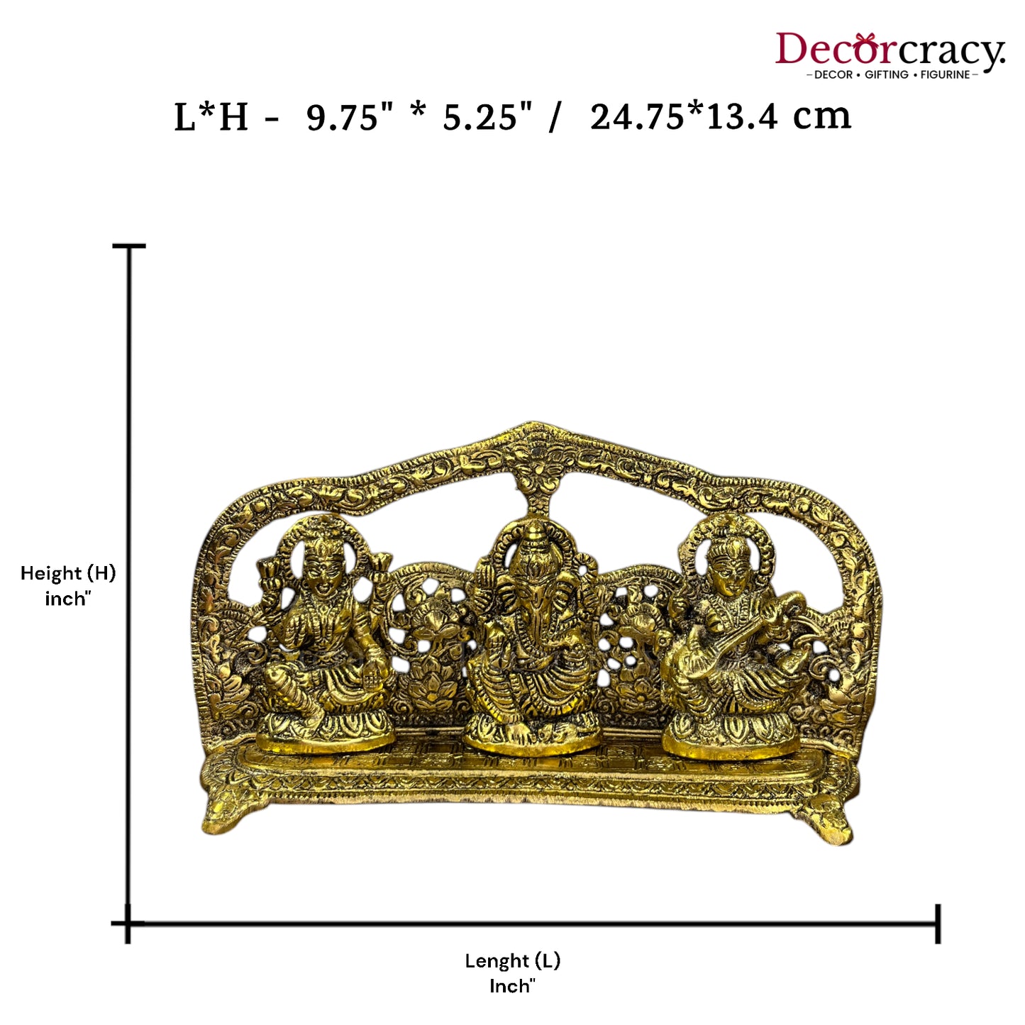 Shree Lakshmi Ganesh Saraswati Mehraab Metal golden