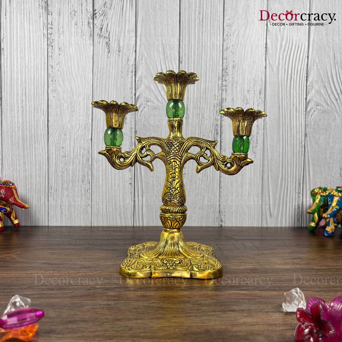 3 Candle Holder Metal golden