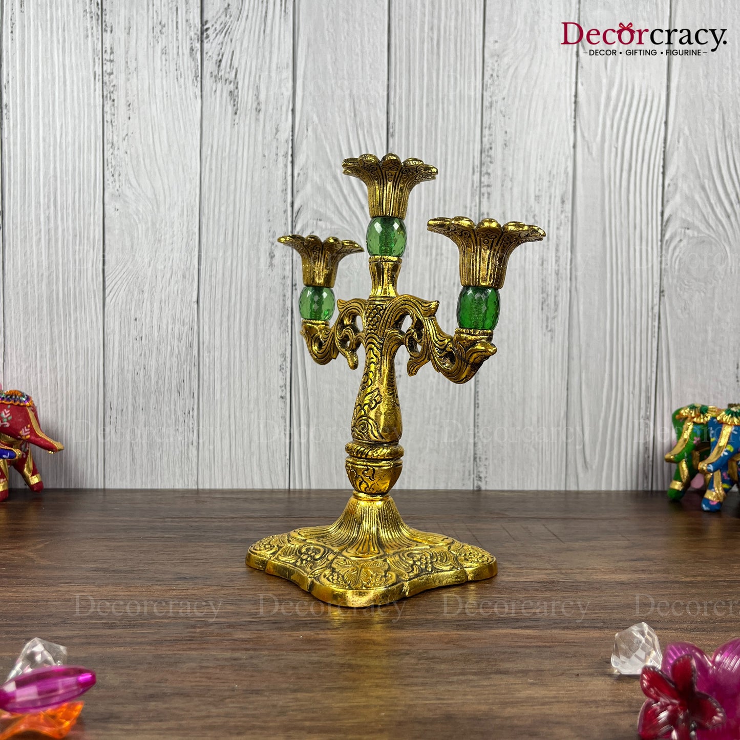 3 Candle Holder Metal golden