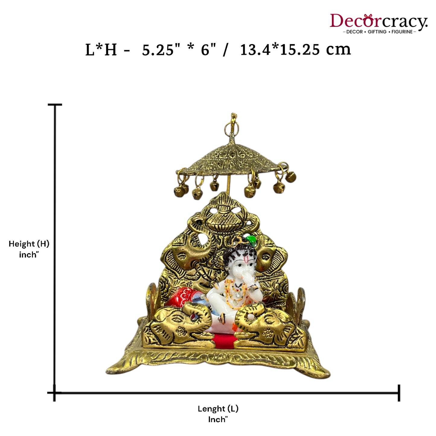 Singhasan Elephant Laddu Gopal Metal golden