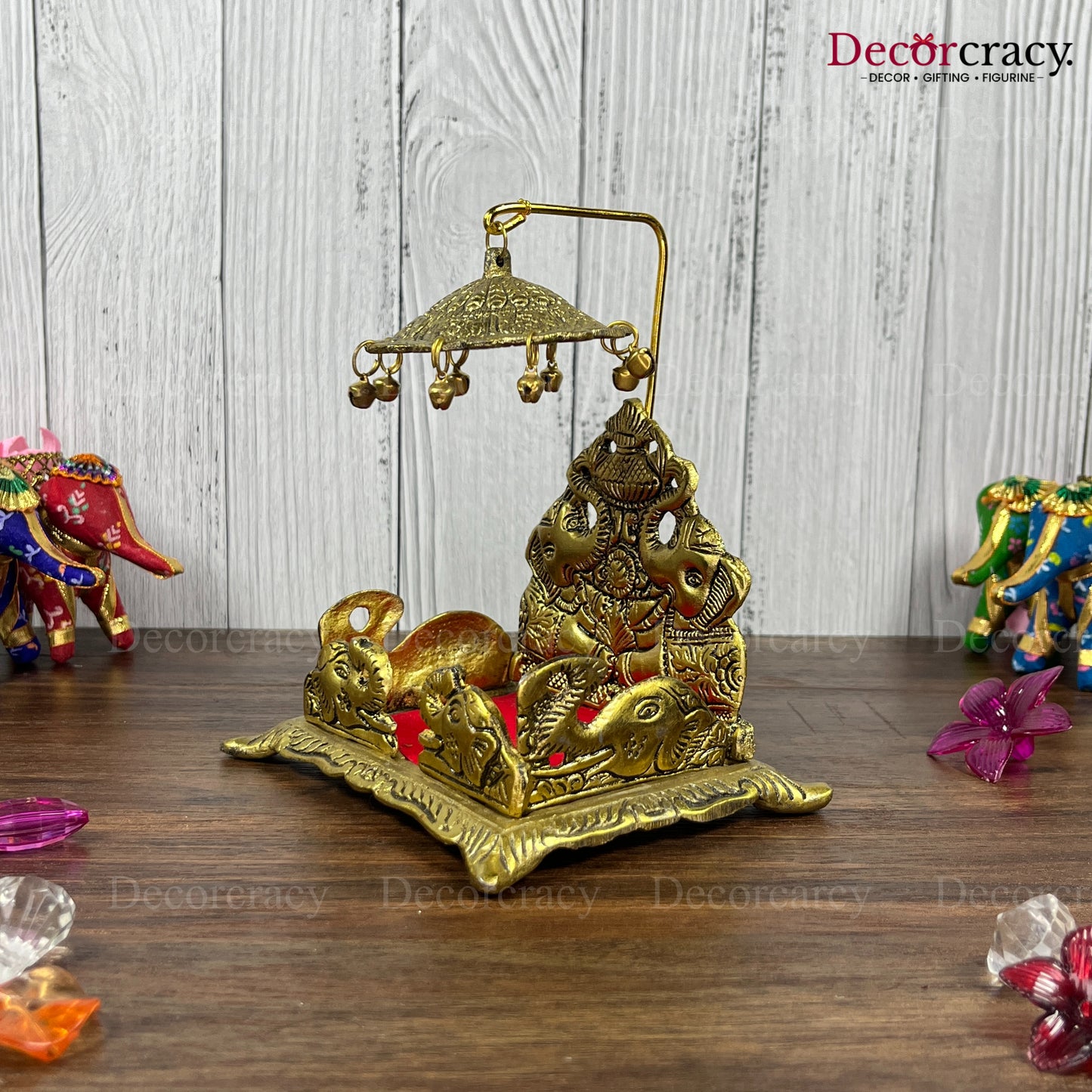 Singhasan Elephant Laddu Gopal Metal golden