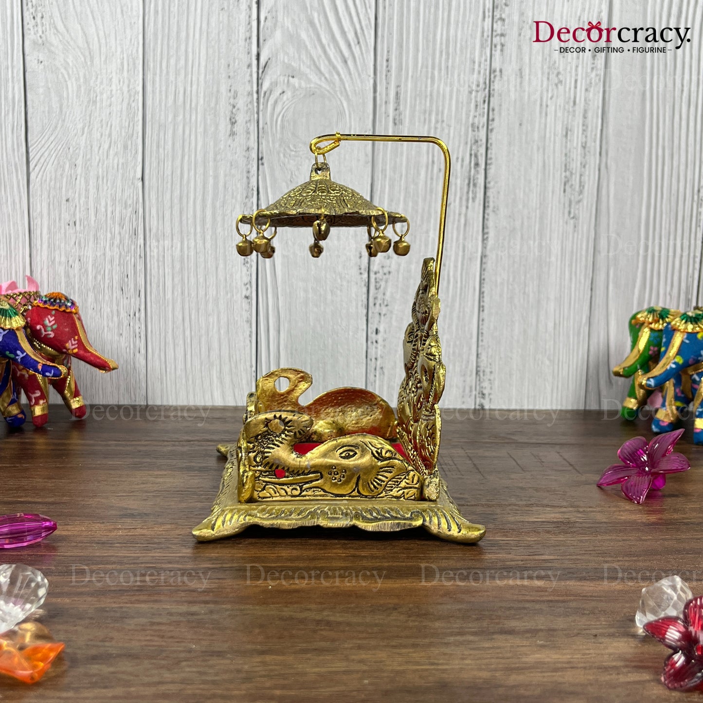 Singhasan Elephant Laddu Gopal Metal golden