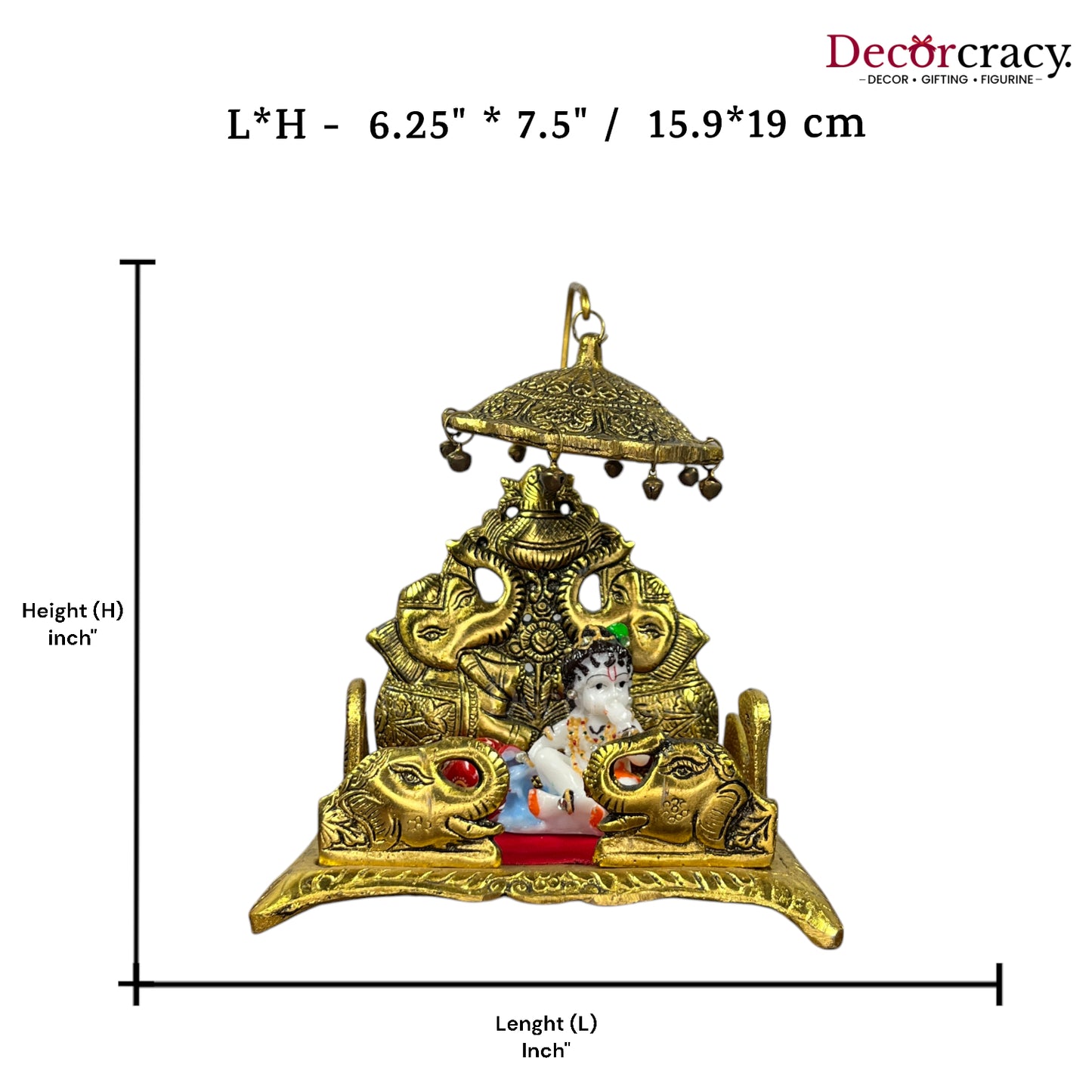 Singhasan Elephant Laddu Gopal Metal golden