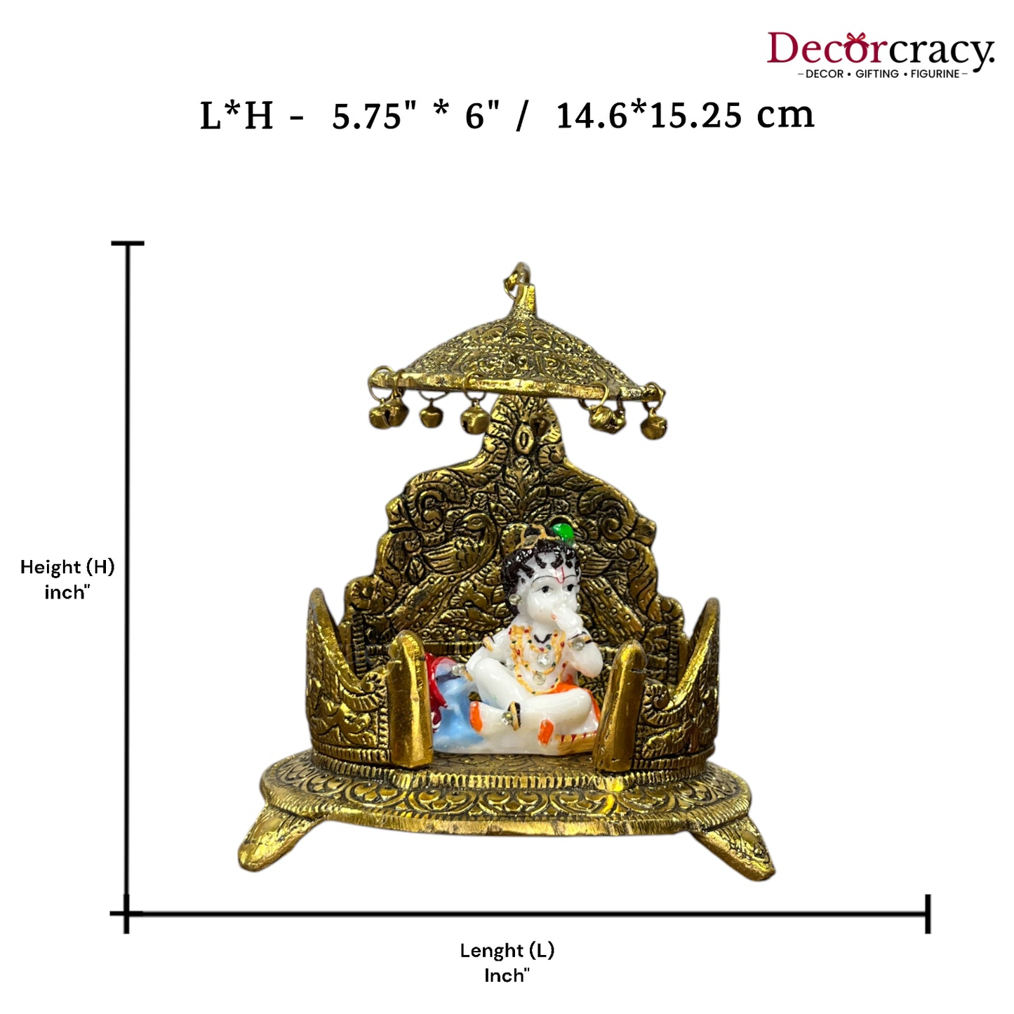 Singhasan Peacock Laddu Gopal Metal golden