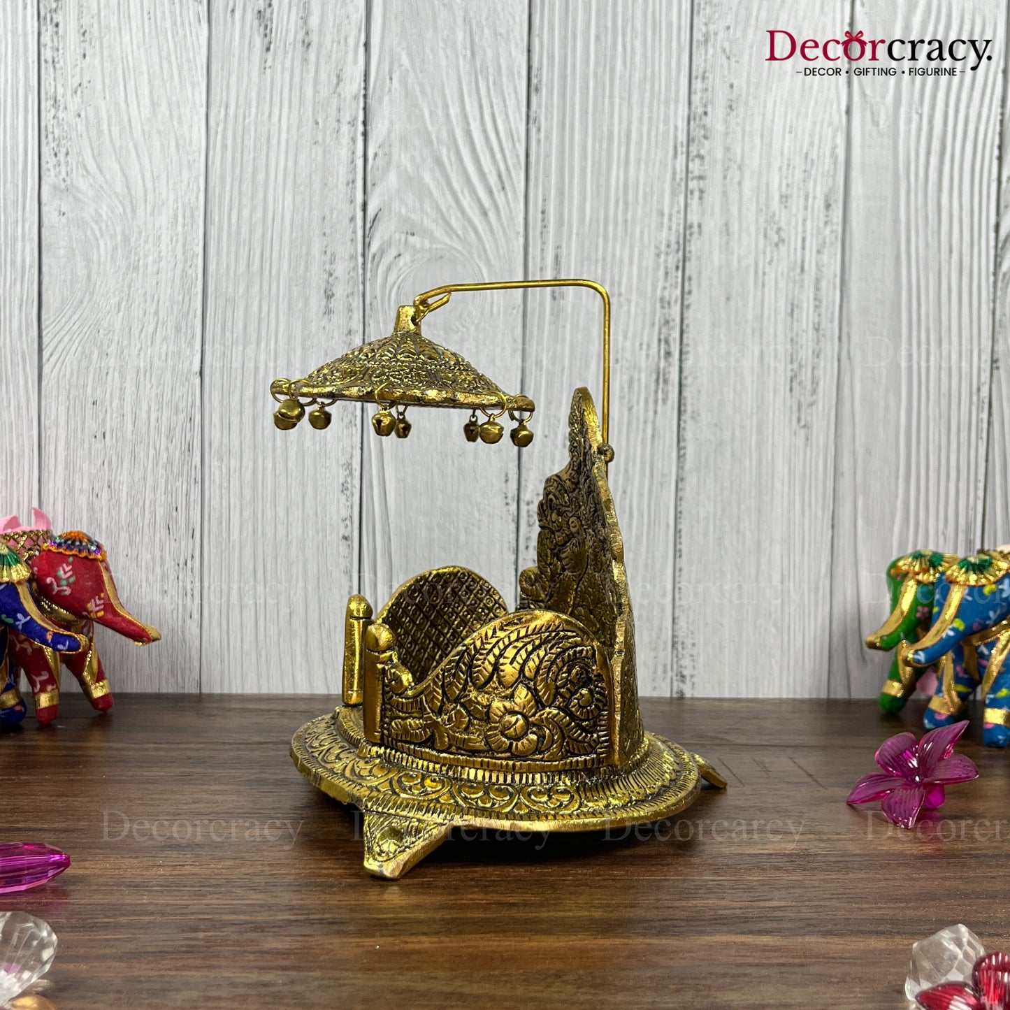 Singhasan Peacock Laddu Gopal Metal golden
