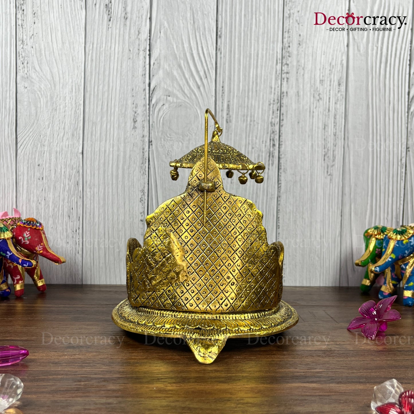 Singhasan Peacock Laddu Gopal Metal golden