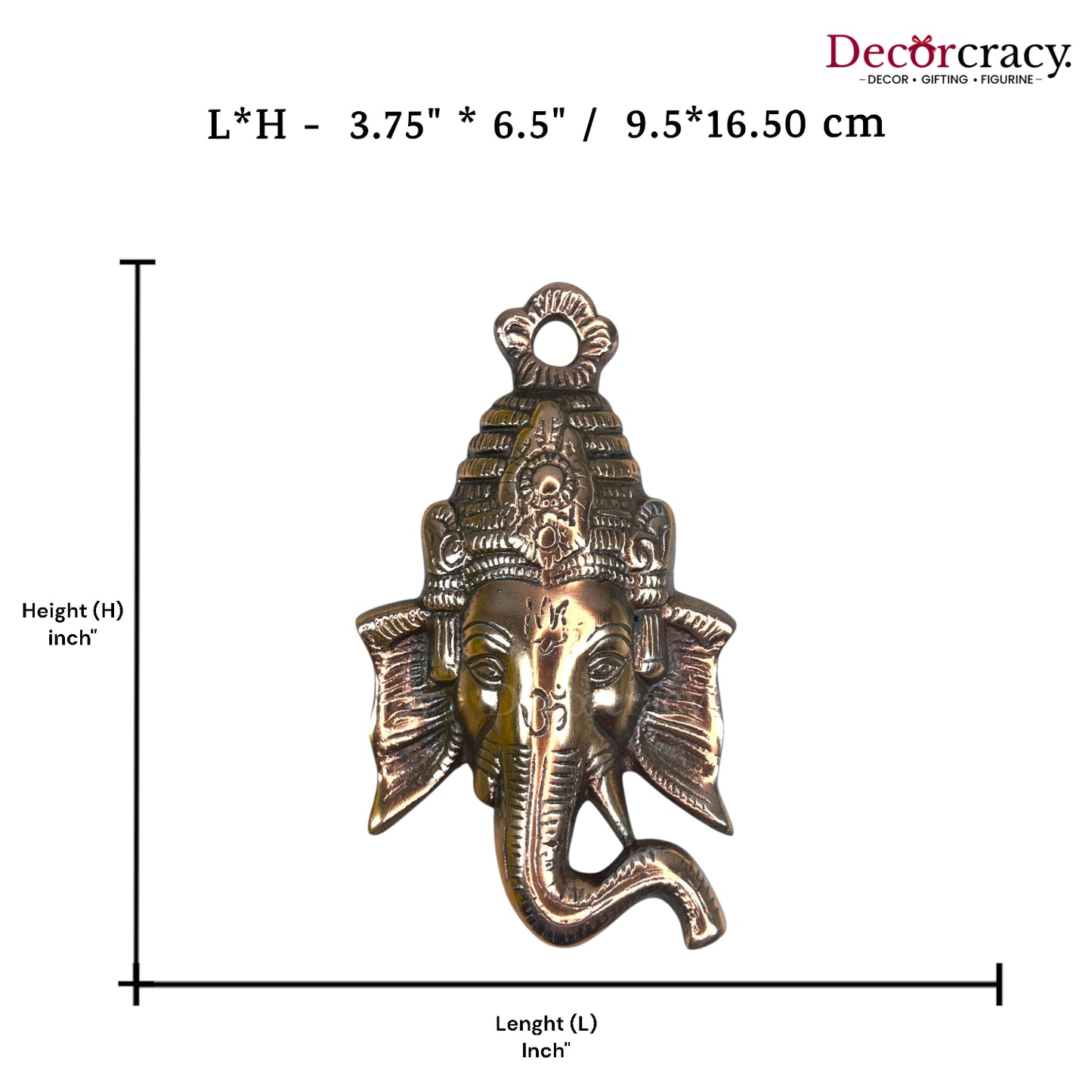 Shree Ganesh Face Wall Hanging Metal copper