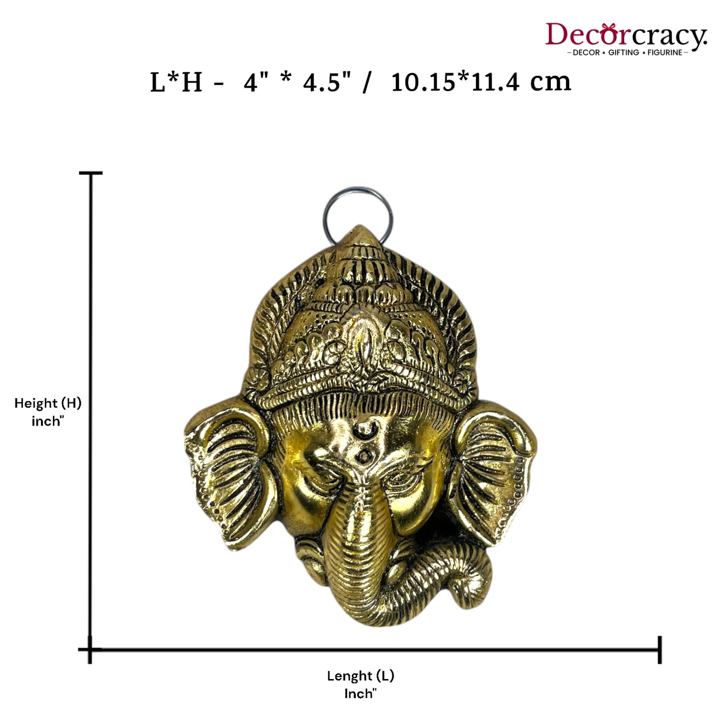 Shree Ganesh Face Wall Hanging Metal golden