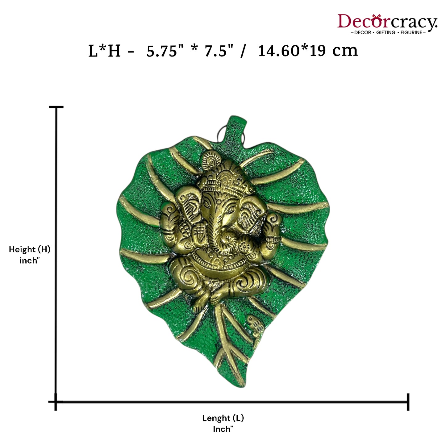 Shree Ganesh Leaf Green Metal Multicolor