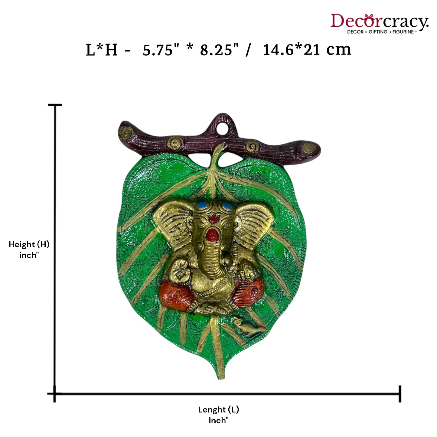 Shree Ganesh Leaf Green Metal Multicolor