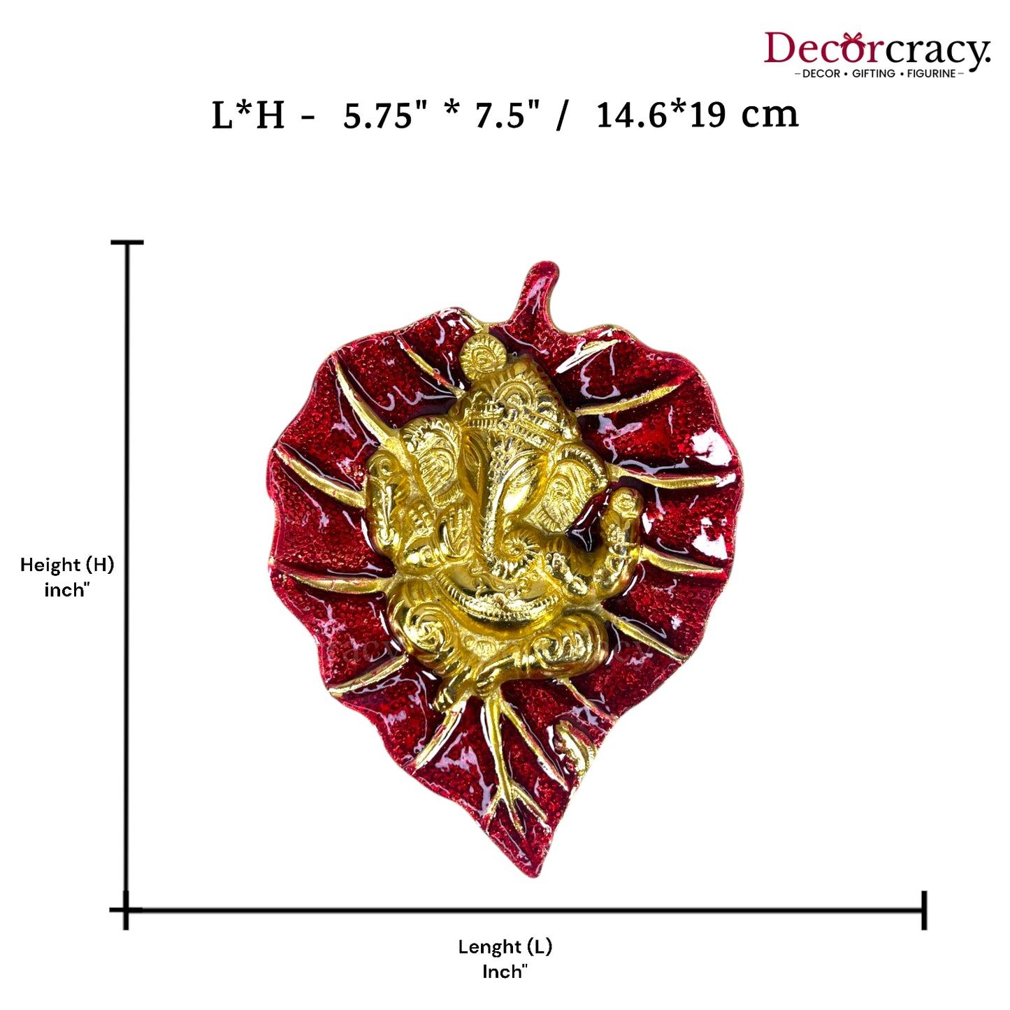 Shree Ganesh Leaf Red Metal Multicolor