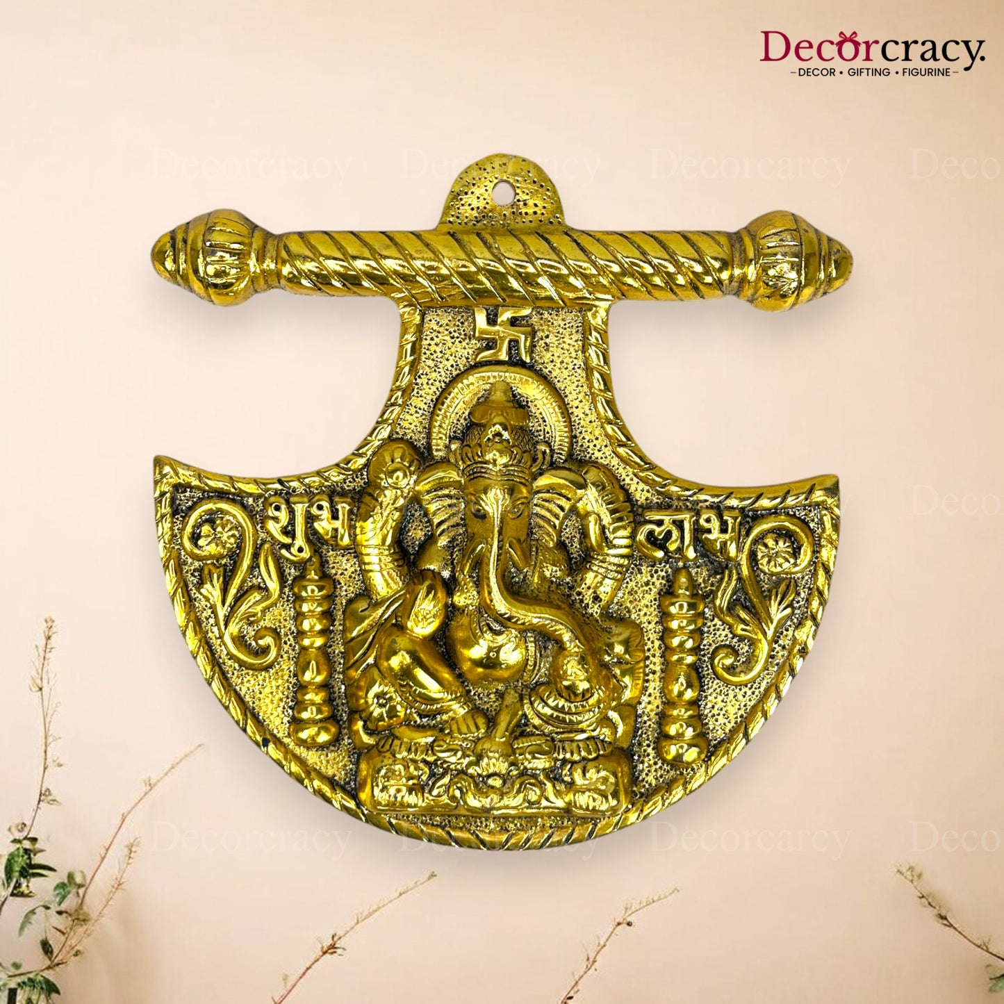 Shree Ganesh Pankhi Design Metal golden