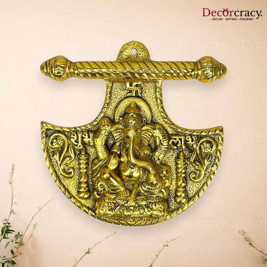 Shree Ganesh Pankhi Design Metal golden