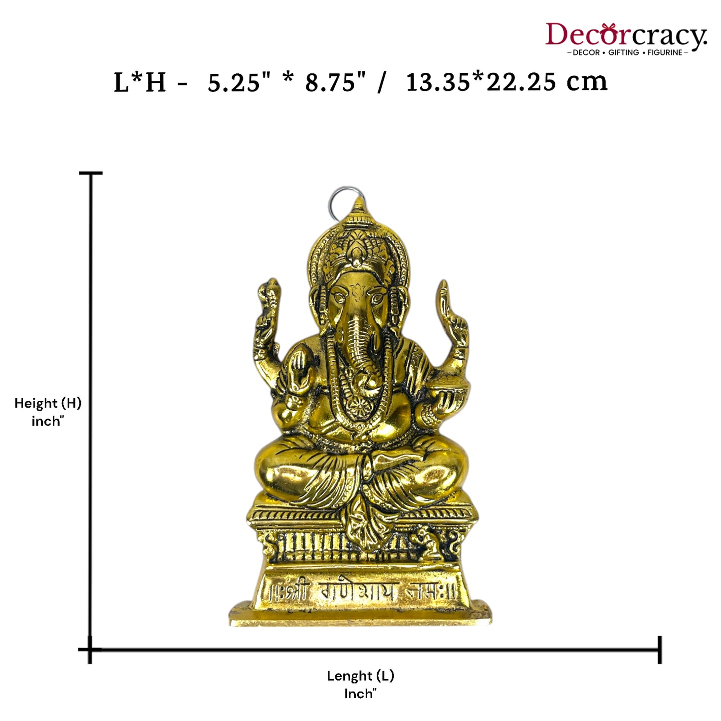 Shree Ganesh Wall Hanging Metal golden