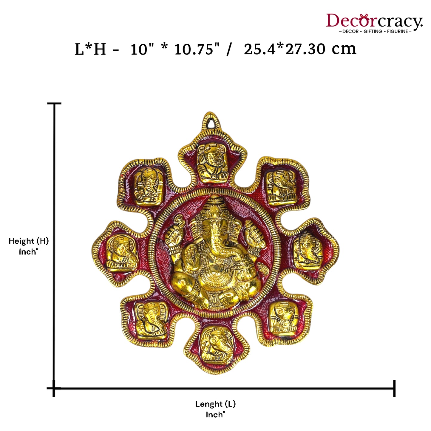 Nav Grah Ganesh 9 Grah Red Metal Multicolor