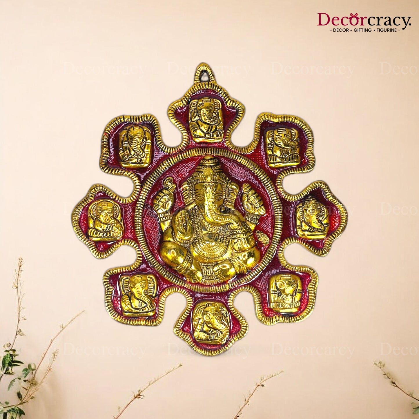 Nav Grah Ganesh 9 Grah Red Metal Multicolor