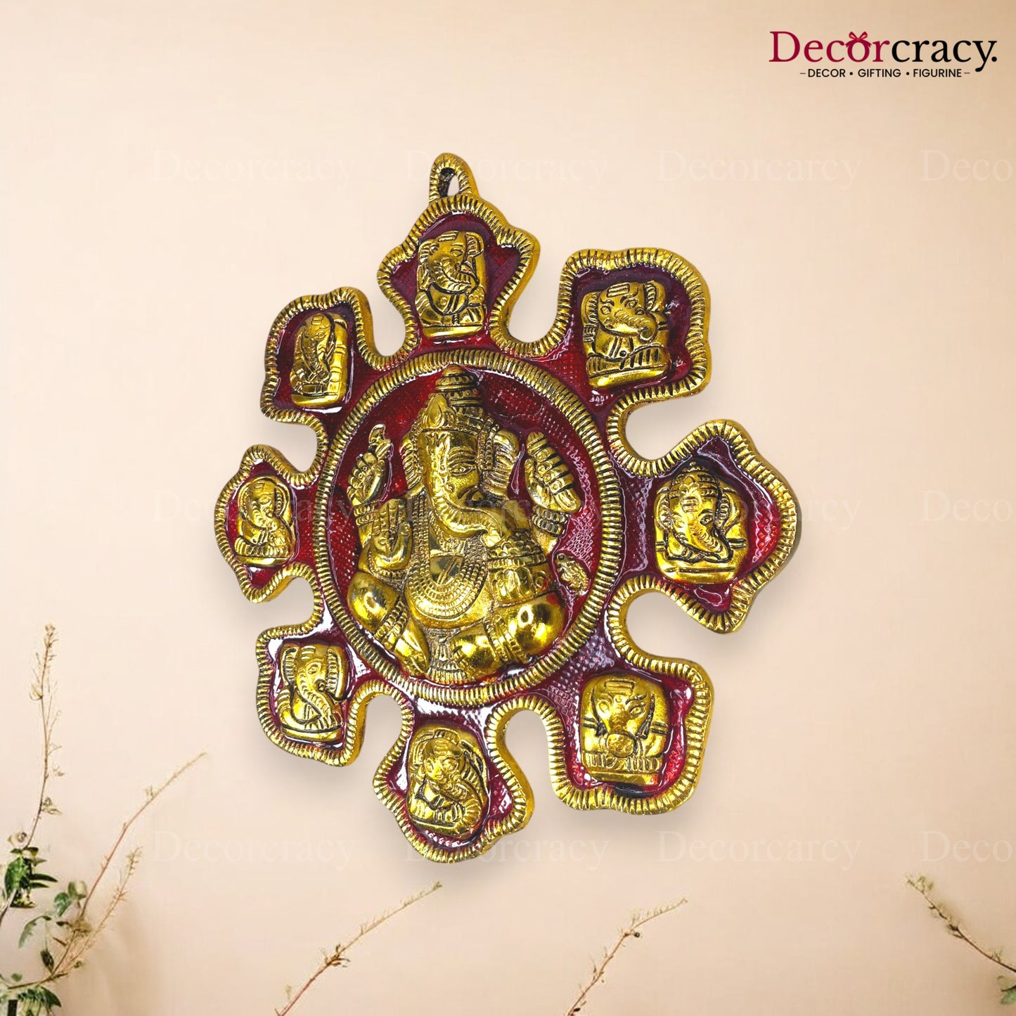 Nav Grah Ganesh 9 Grah Red Metal Multicolor
