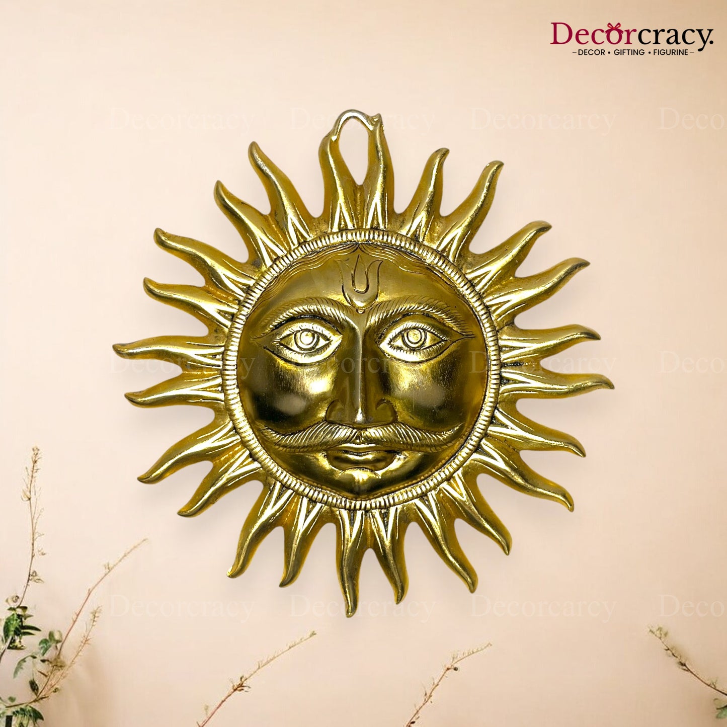 Sooraj Face Wall Hanging Metal golden