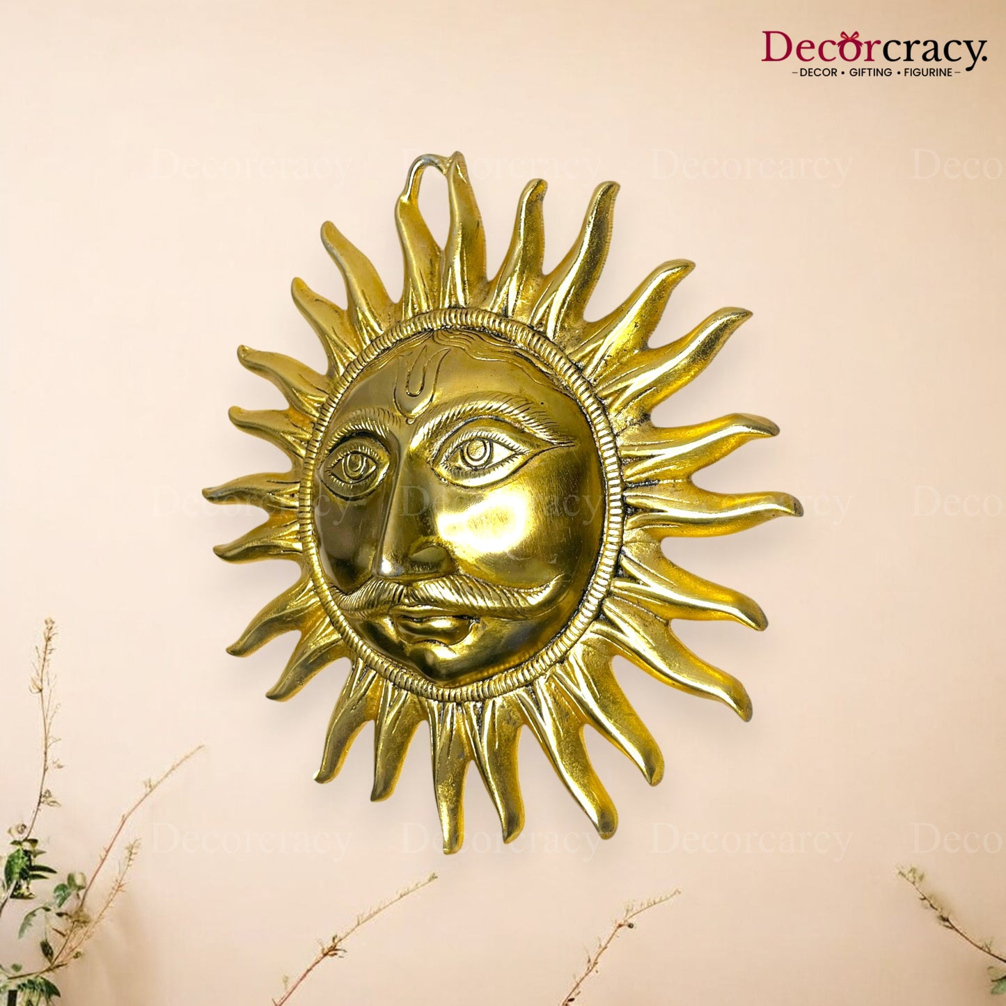 Sooraj Face Wall Hanging Metal golden