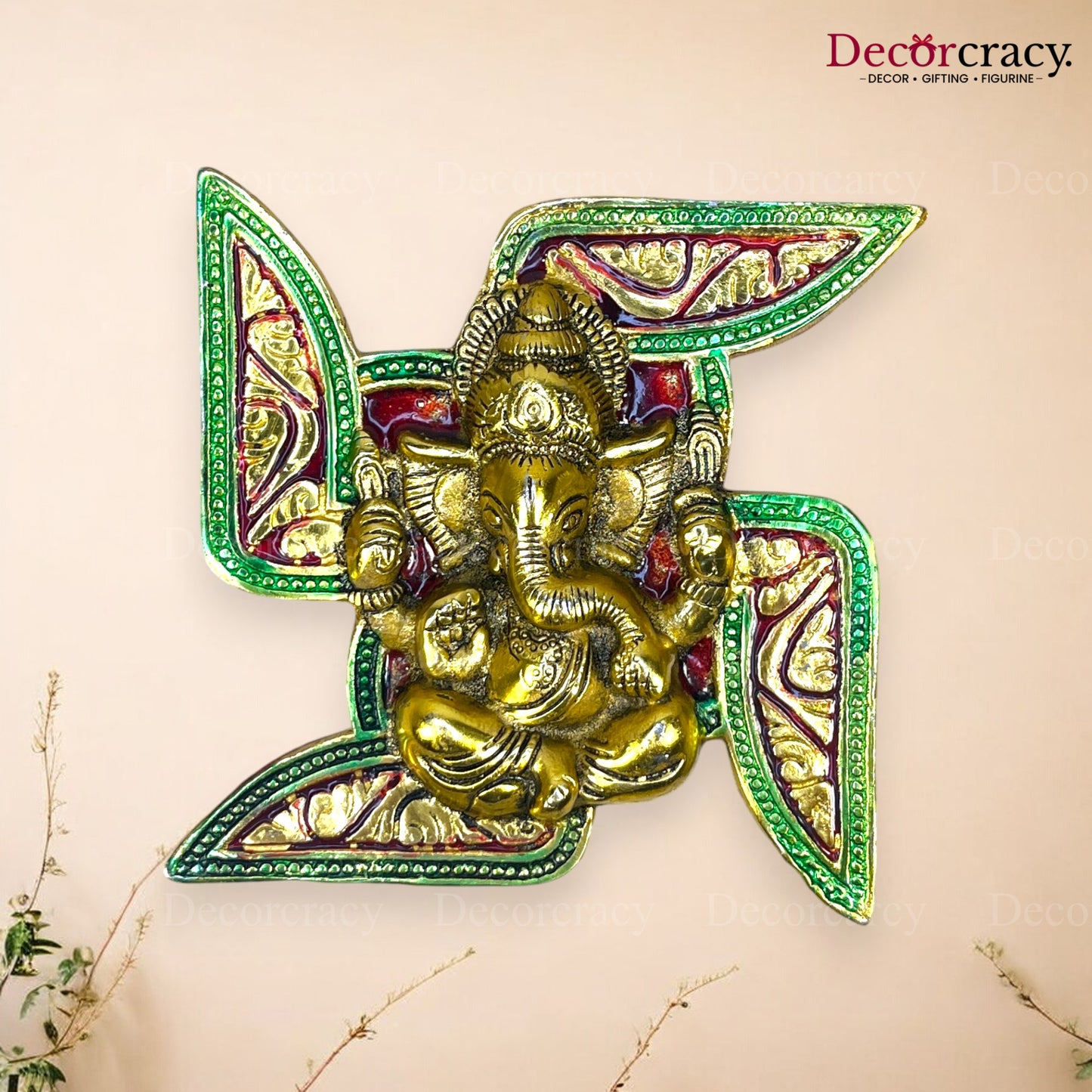 Swastik Ganesh Wall Hanging Metal Multicolor