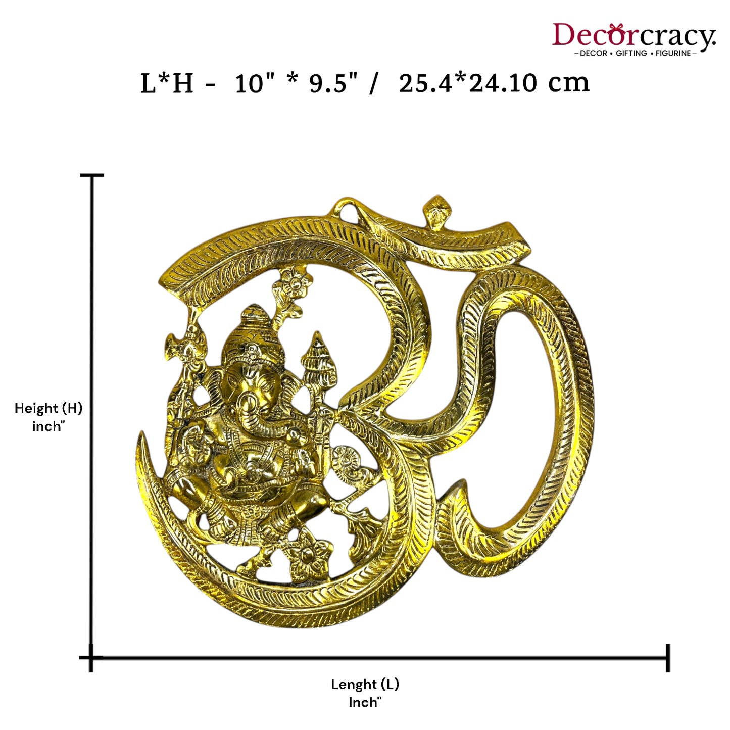 Om Ganesh Wall Hanging Metal golden