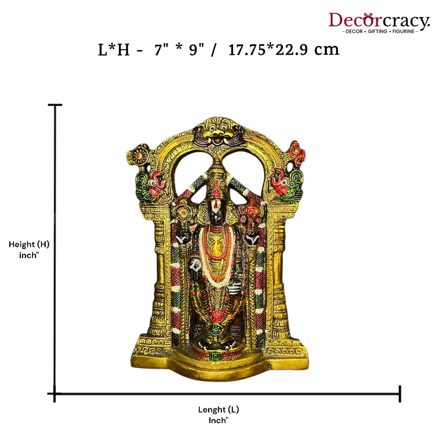 Shree Tirupati Balaji Idol & Wall Hanging Metal golden (Multicolor)