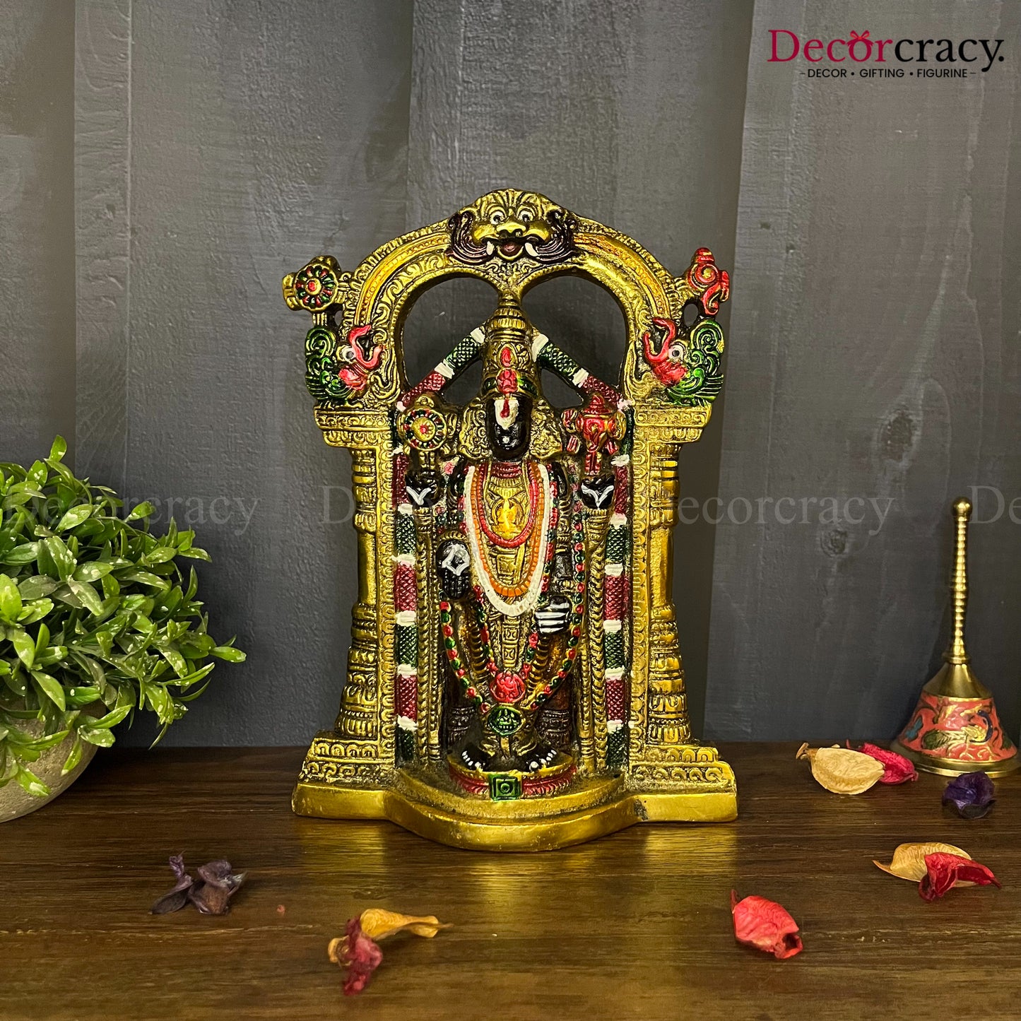 Shree Tirupati Balaji Idol & Wall Hanging Metal golden (Multicolor)