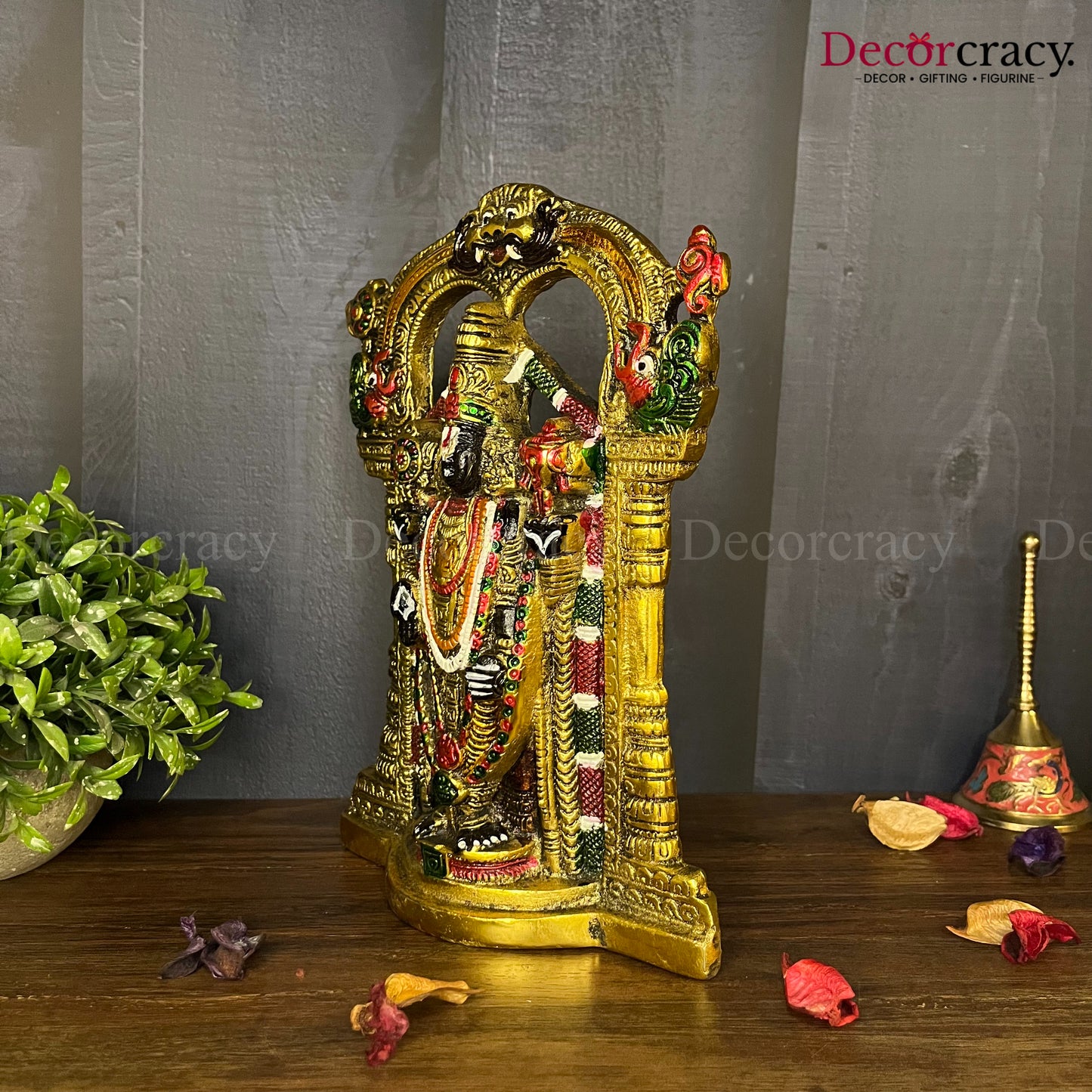 Shree Tirupati Balaji Idol & Wall Hanging Metal golden (Multicolor)