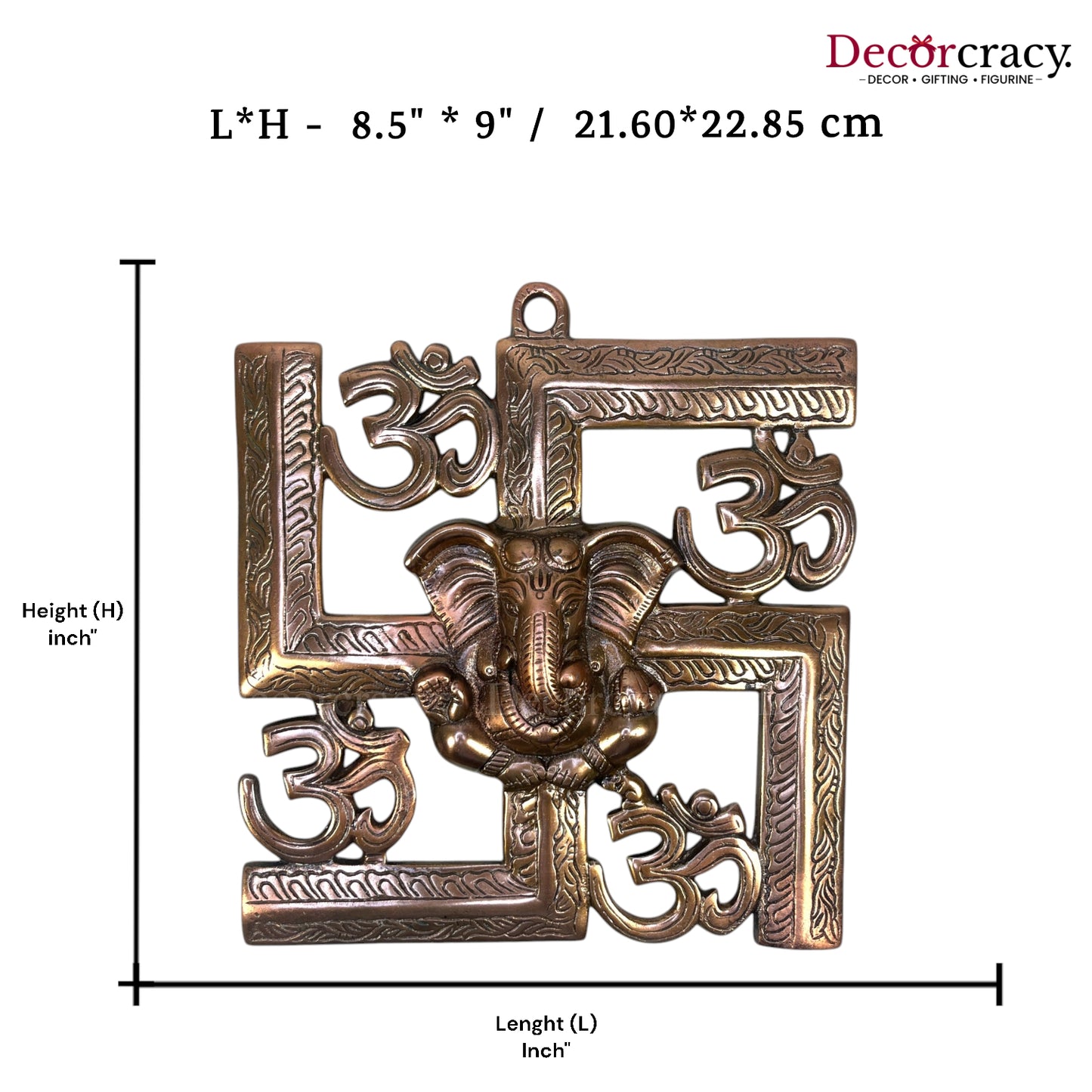 Swastik Om Ganesh Wall Hanging Metal copper