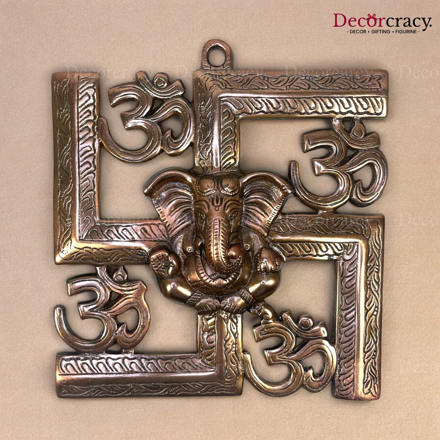 Swastik Om Ganesh Wall Hanging Metal copper