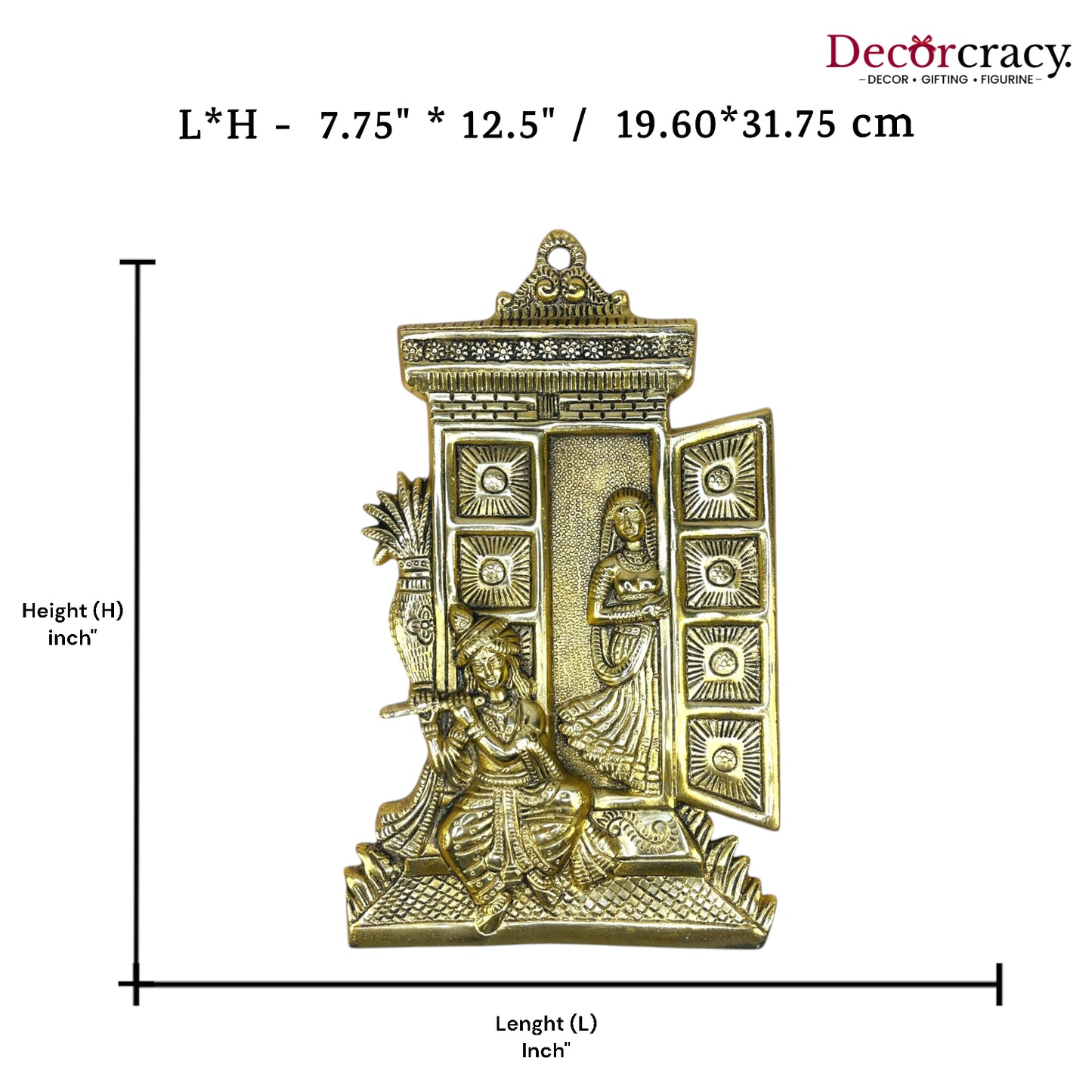 Radha Krishna Wall Hanging Metal golden