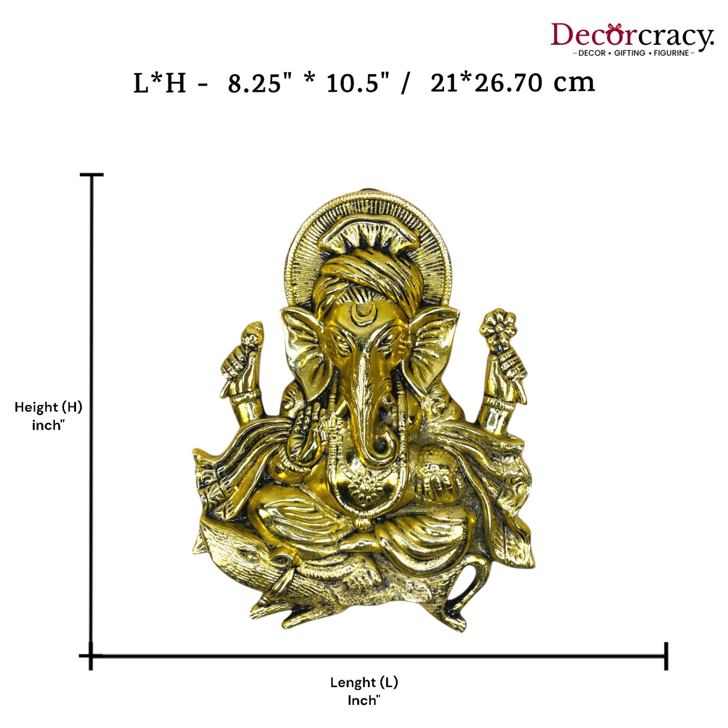 Shree Ganesh Mushak Metal golden